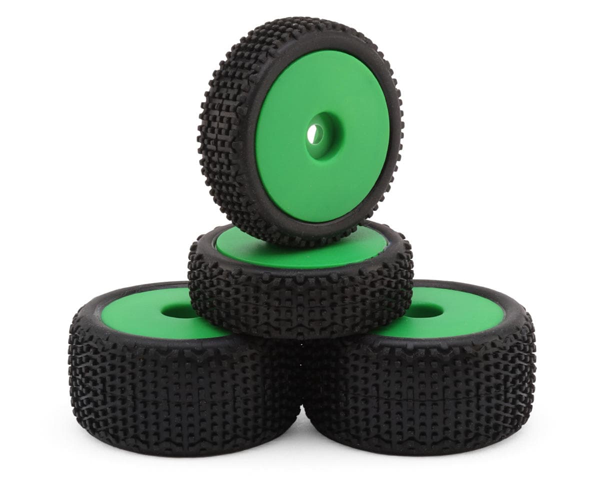 Maverick Microbe Sideline Front & Rear Pre-Mounted Buggy Tires Set (Green)