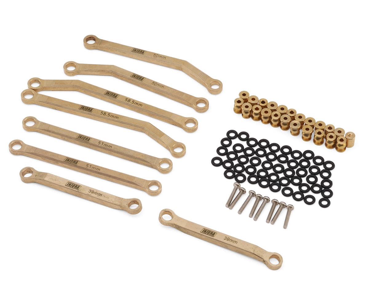 Injora Axial SCX24 Brass High Clearance Suspension Links Set (37g) (Gold) (C10/JLU/Bronco/Base Camp/4Runner) (132mm Wheelbase)