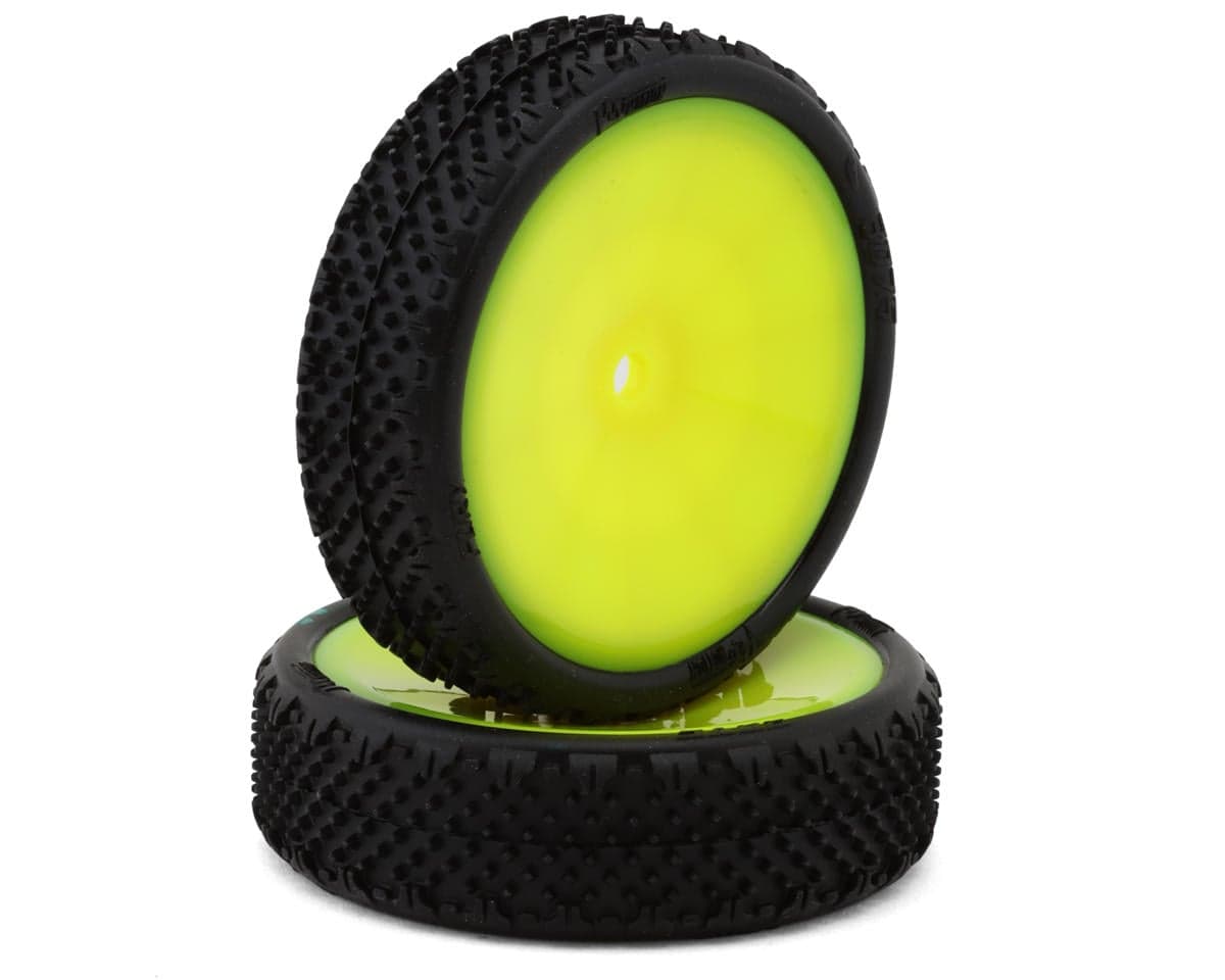 Pro-Motion Fury 2.2" Slim 2WD Front LP Carpet 1/10 Buggy Pre-Mounted Tires (C3 Green/Medium) (Yellow) (2)