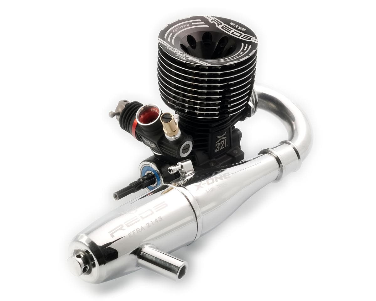 REDS 321 Estremo X-Line 3.5cc (.21) Off-Road Nitro Engine Combo w/2143 Torque X-ONE Pipe (25-30%) & Pre-Break In By Mario Rossi