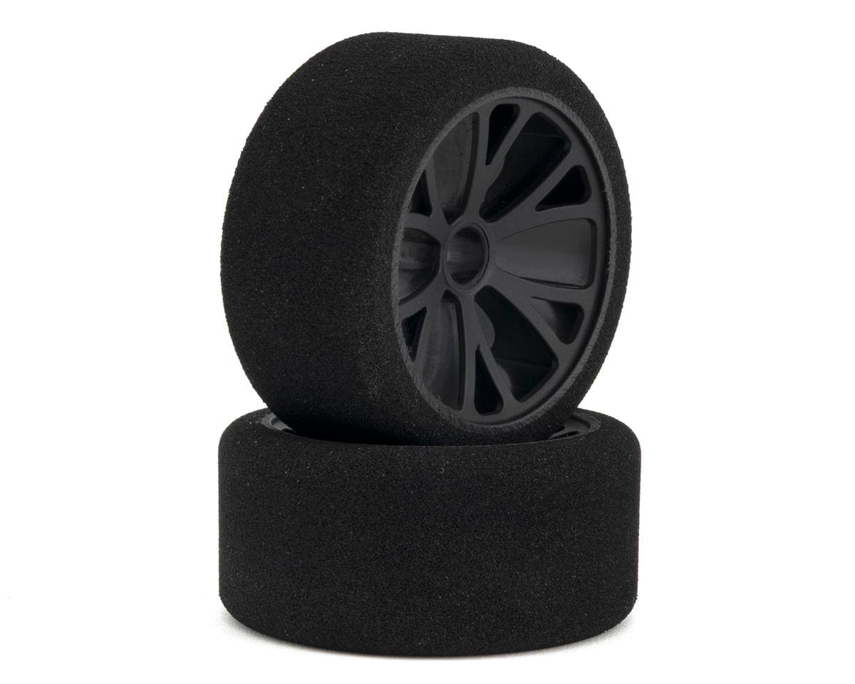 eXcelerate "N" Compound 1/10 Pan Car Front Natural Foam Pre-Mounted Tires (2) (Pink)