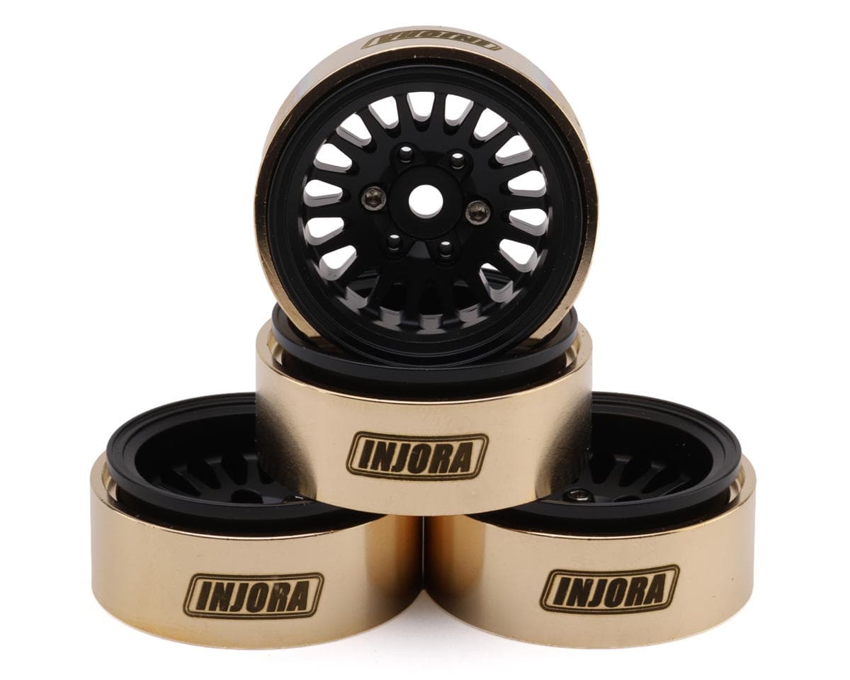 Injora 1.0" Brass Multi-Spoke Micro Crawler Beadlock Wheels (Black) (41g ea) (4)