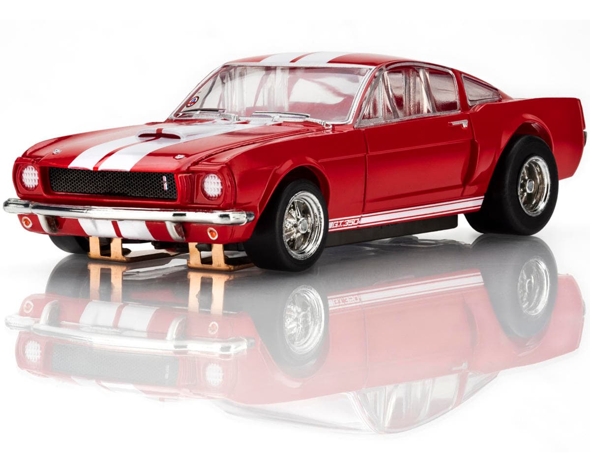 AFX 1966 Shelby Mustang GT350 HO Scale Slot Car (Red/White) (LWB) (Mega G+)
