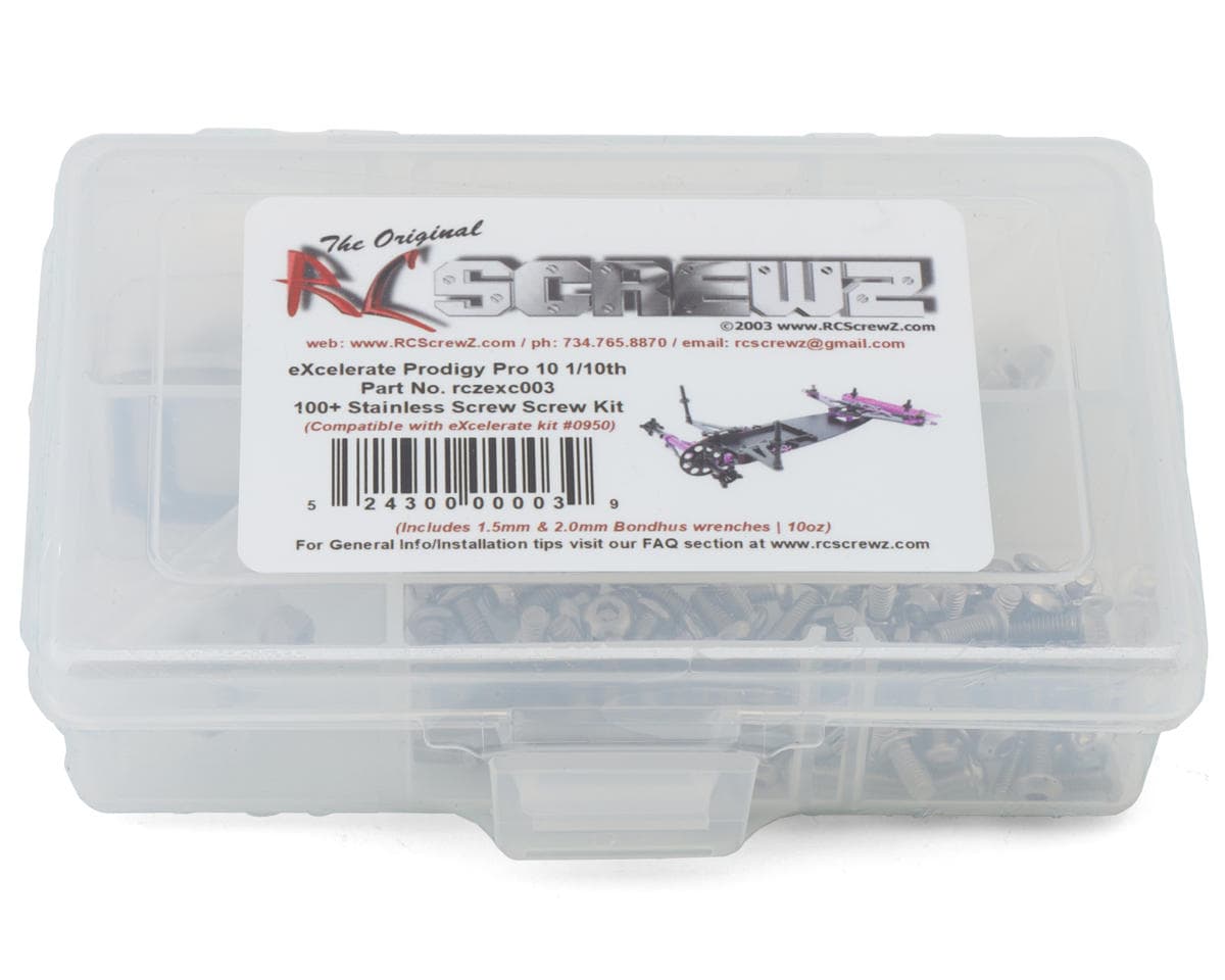 RC Screwz eXcelerate Prodigy Pro 10 Stainless Steel Screws Kit