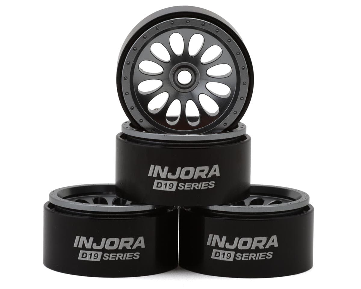 Injora 0.7" D19 Ripple Aluminum Micro Crawler Beadlock Wheels (Grey) (4) (4.2g ea) (0.5mm Offset)