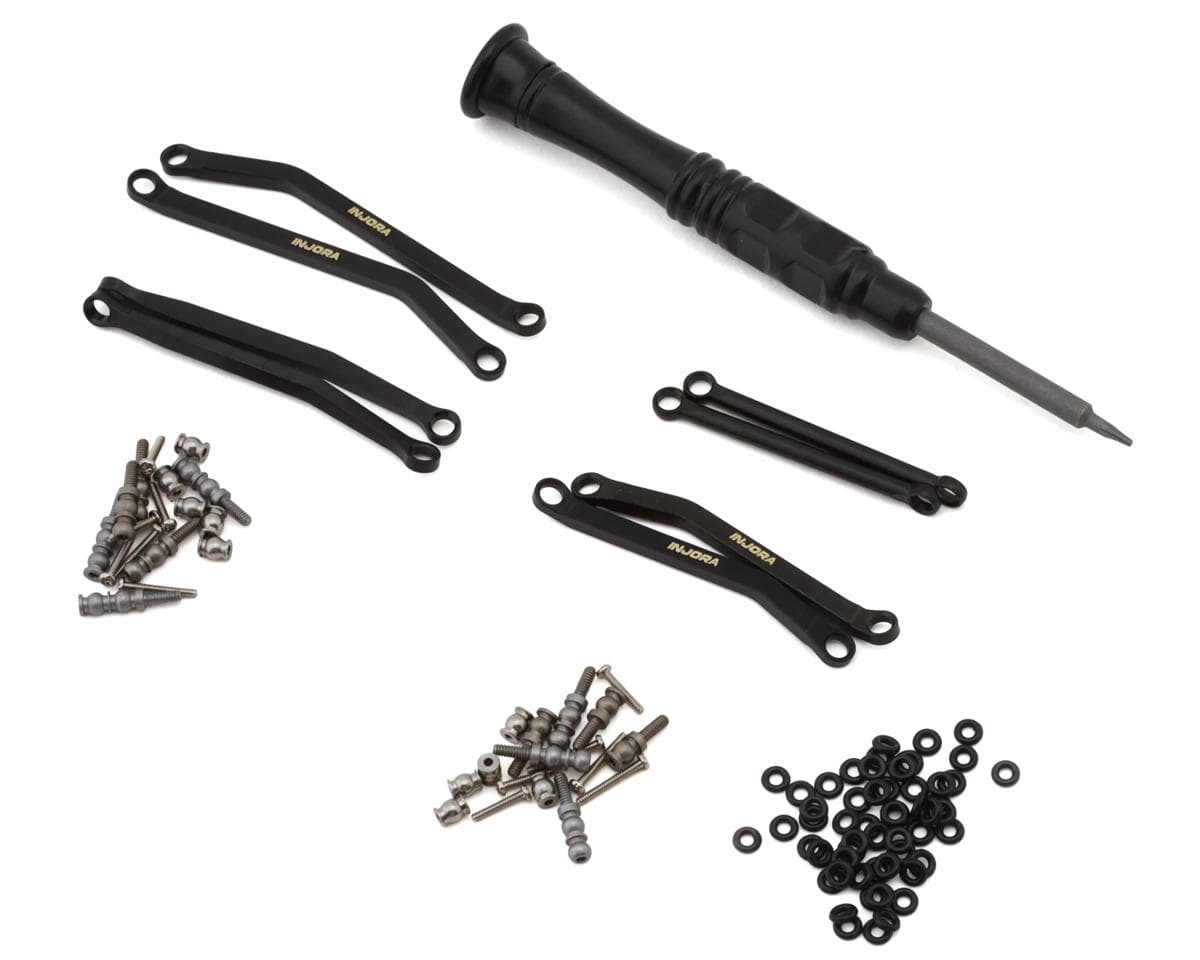 Injora Axial SCX30 Brass High Clearance Suspension Links Set (Black) (14g) (Bronco/Wrangler)