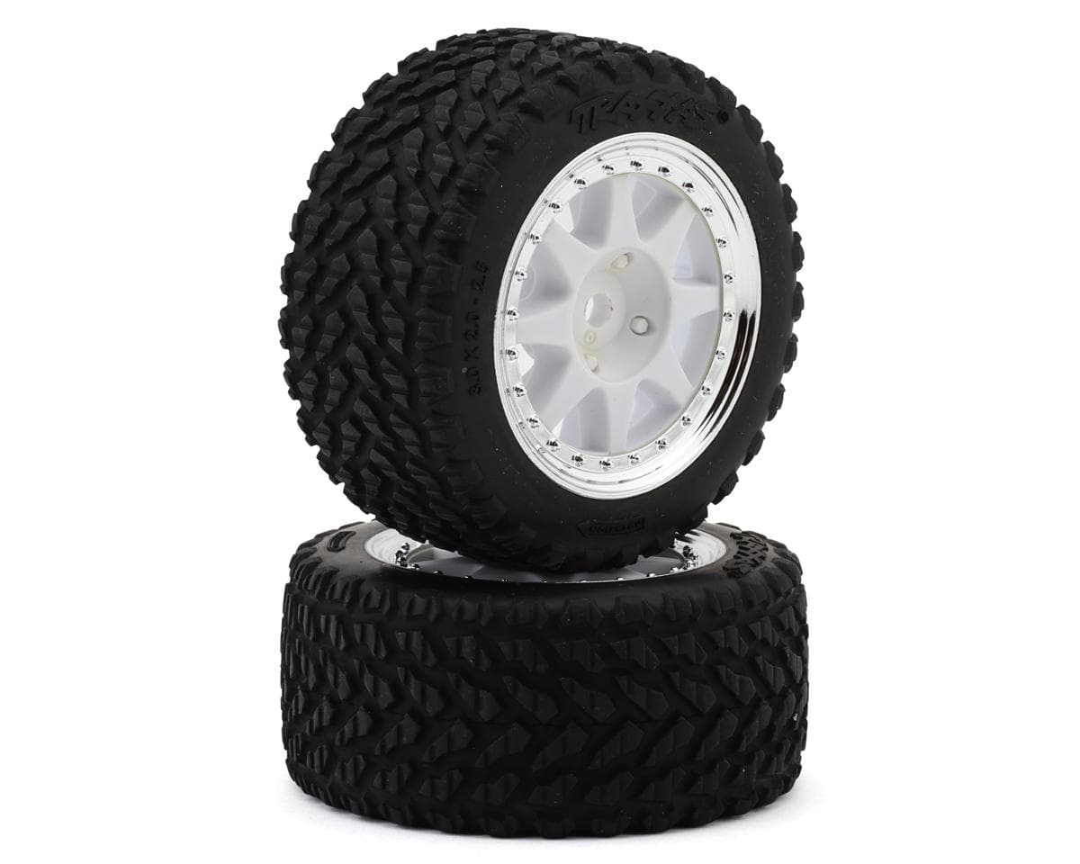 Traxxas Mini Rally Pre-Mounted Tires (White/Chrome) (2) (Hard)