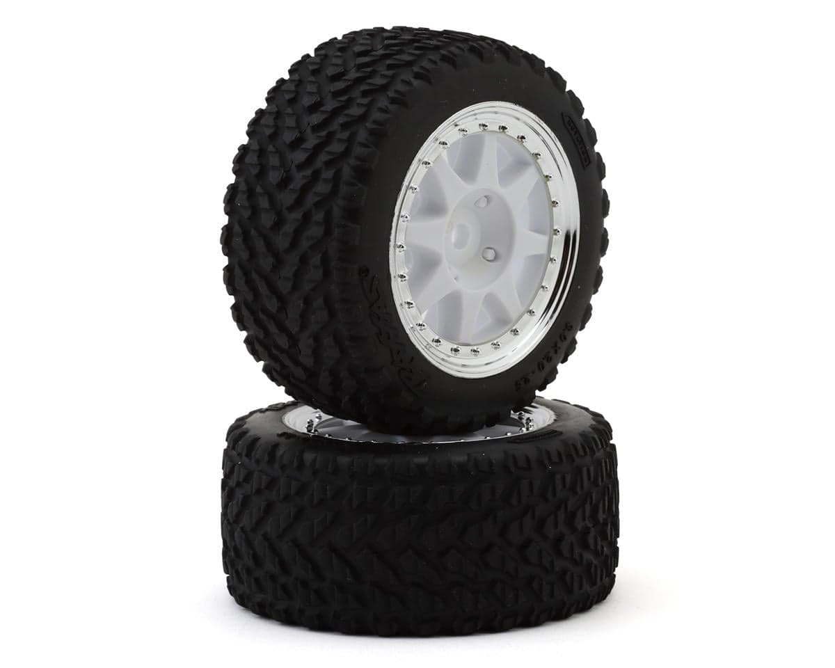 Traxxas Mini Rally Pre-Mounted Tires (White/Chrome) (2) (Soft)
