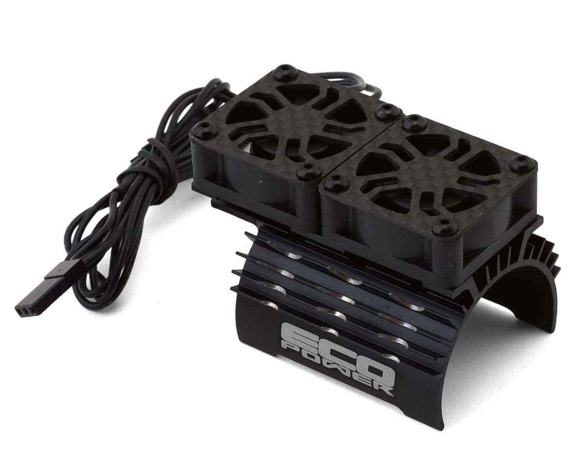 EcoPower 540-550 Motor Aluminum Dual Heat Sink (Black) w/25mm Cooling Fans