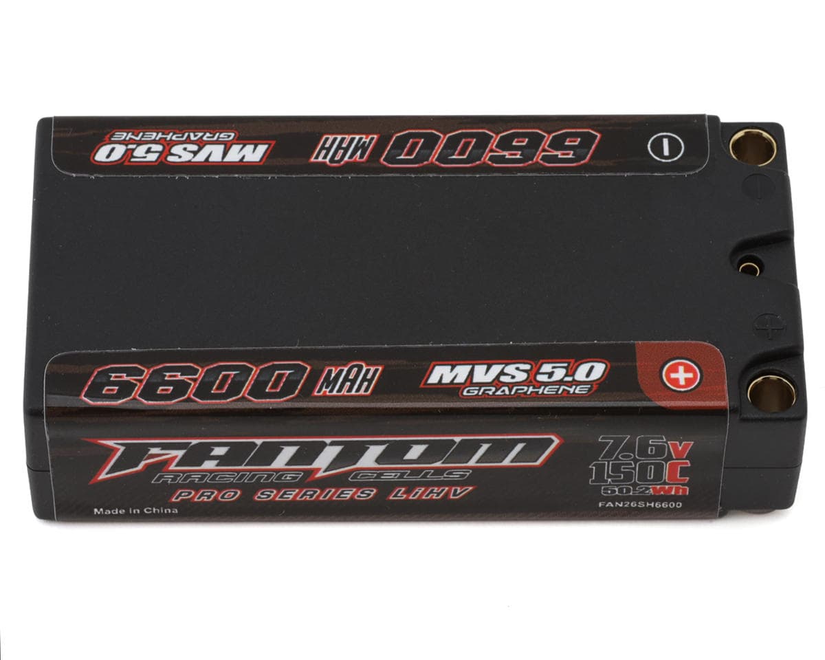 Fantom Pro Series MSV 5.0 2S Graphene Shorty LiHV 150C Battery (7.6V/6600mAh) w/5mm Bullets