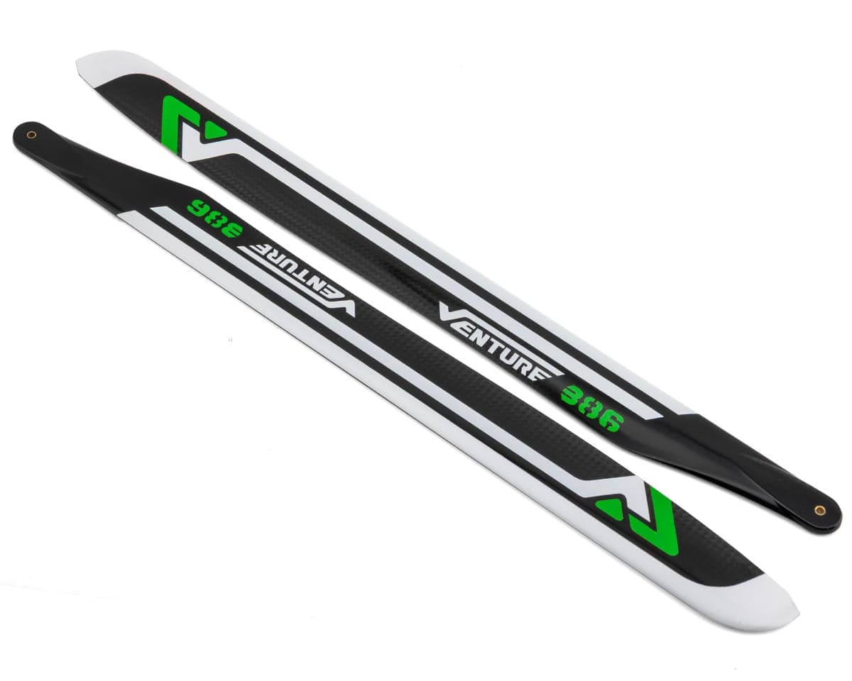 Venture Blades 386mm Premium Carbon Fiber Main Blades (Green) (2)