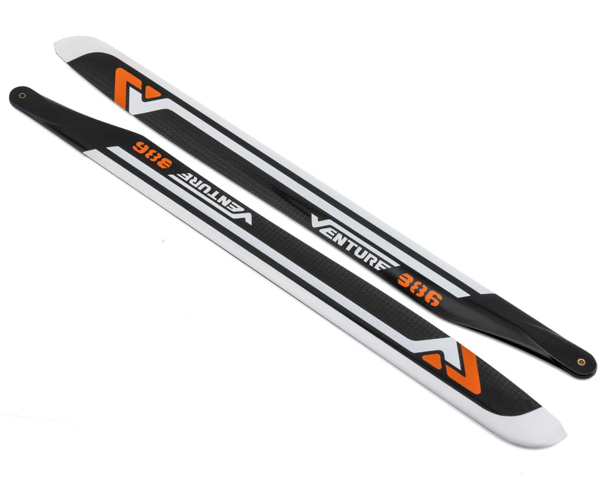 Venture Blades 386mm Premium Carbon Fiber Main Blades (Orange) (2)