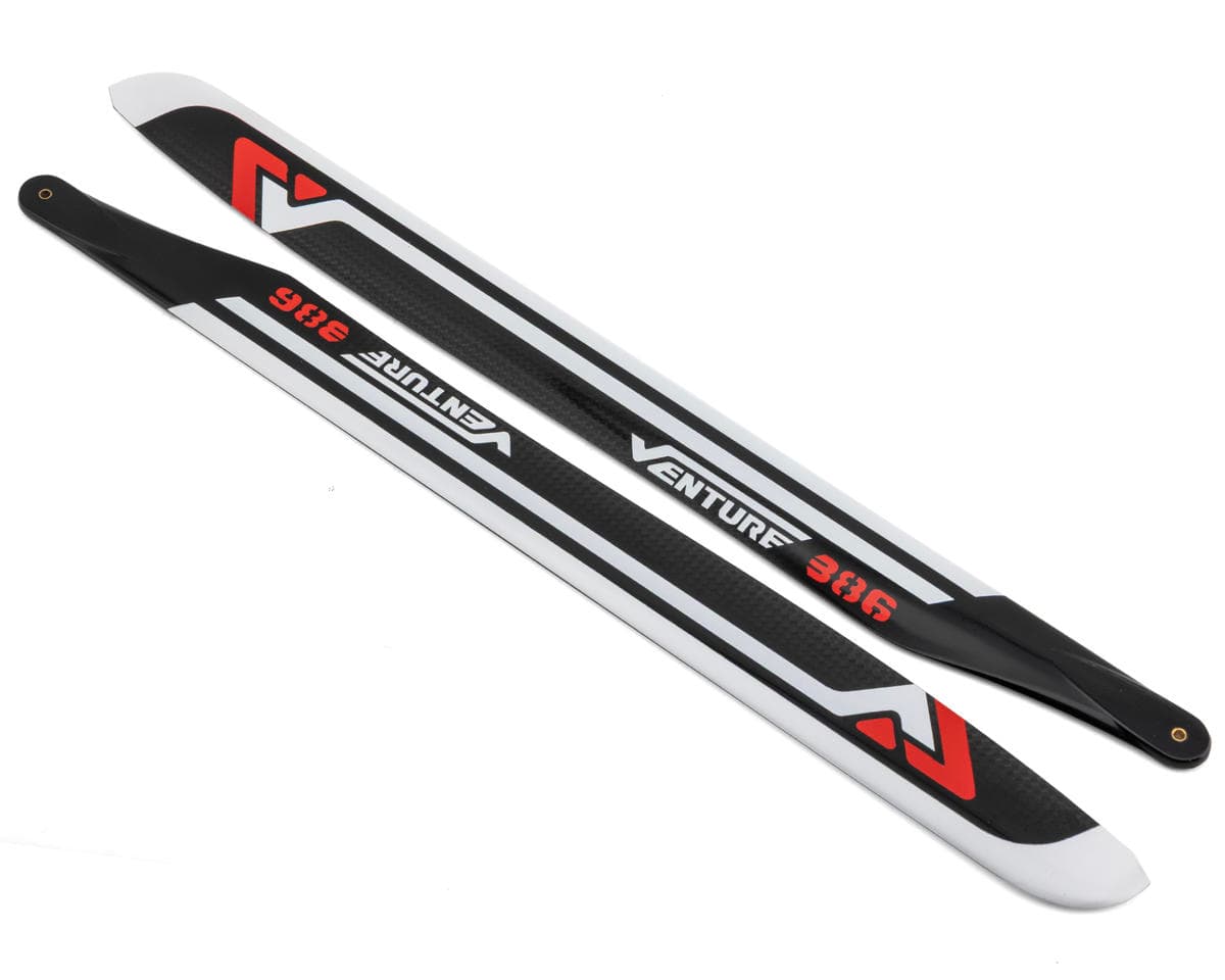 Venture Blades 386mm Premium Carbon Fiber Main Blades (Red) (2)