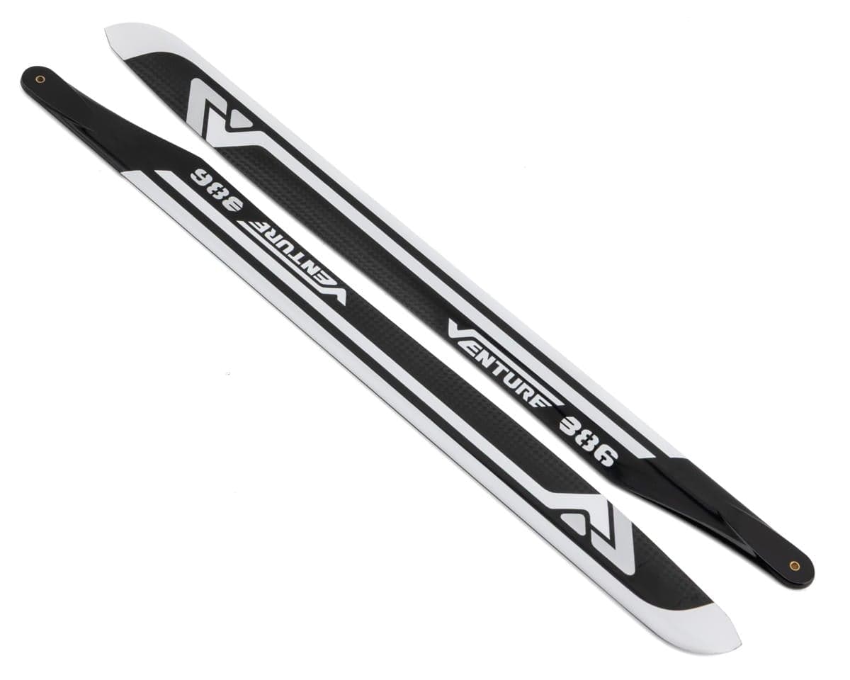 Venture Blades 386mm Premium Carbon Fiber Main Blades (Silver) (2)