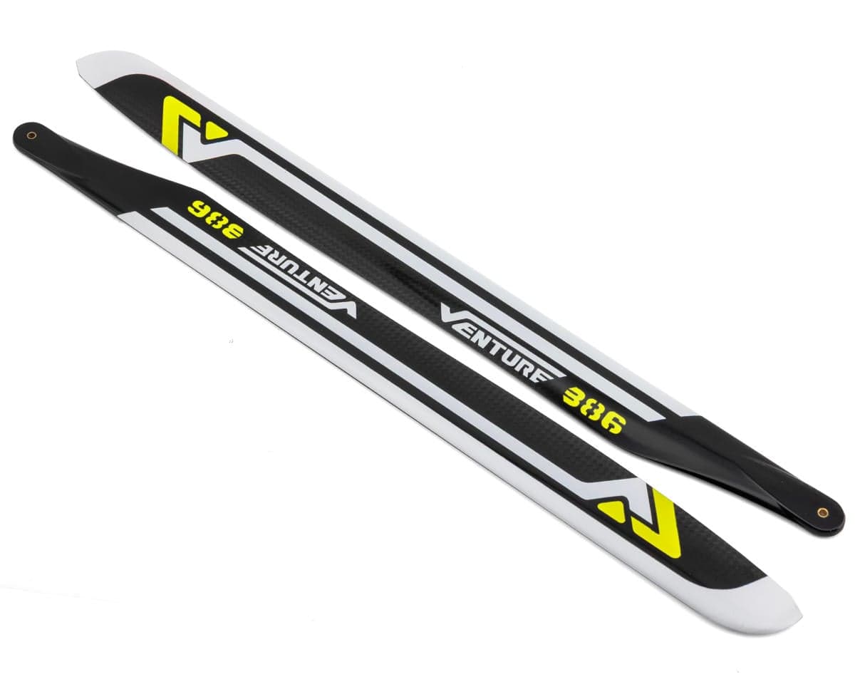 Venture Blades 386mm Premium Carbon Fiber Main Blades (Yellow) (2)