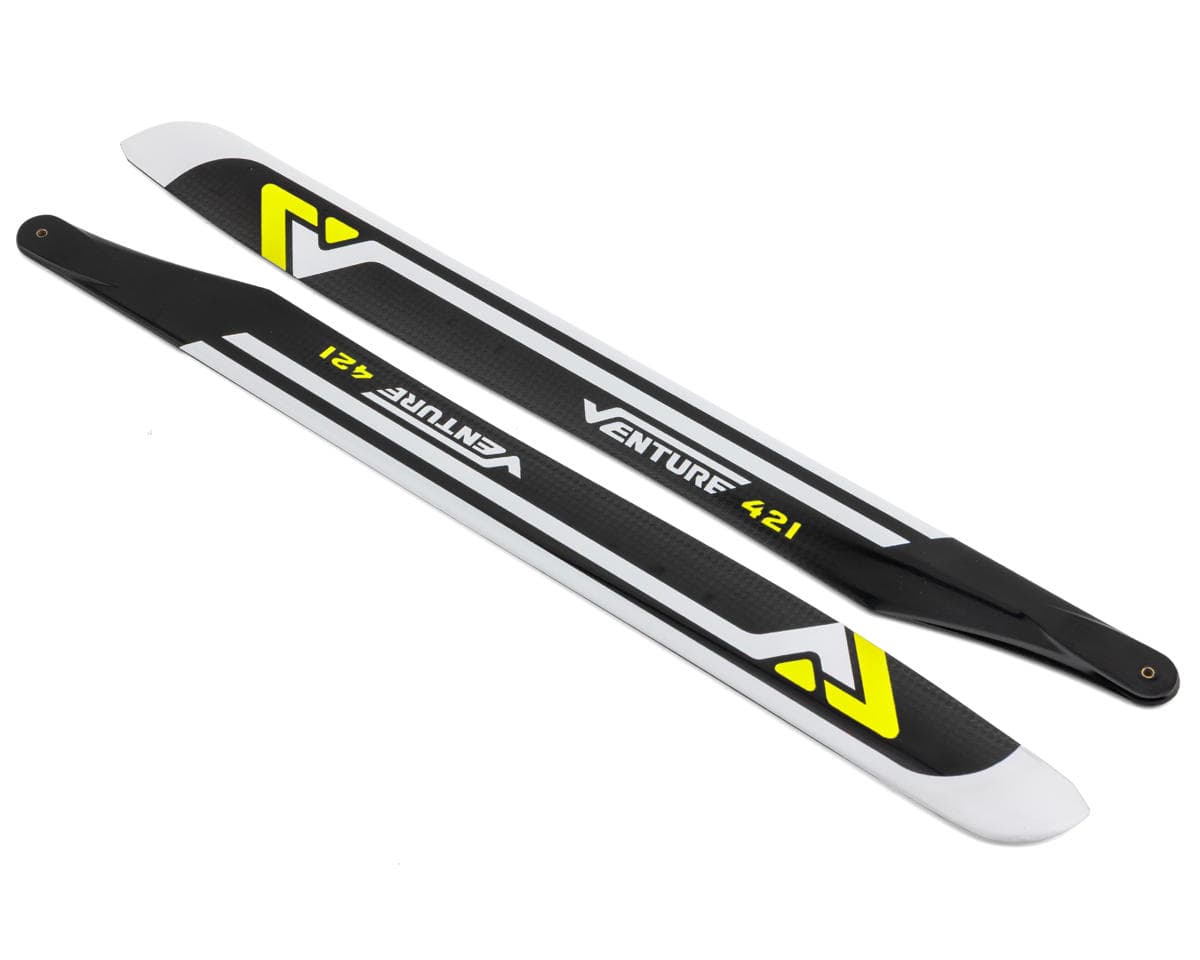 Venture Blades 421mm Premium Carbon Fiber Main Blades (Yellow) (2)