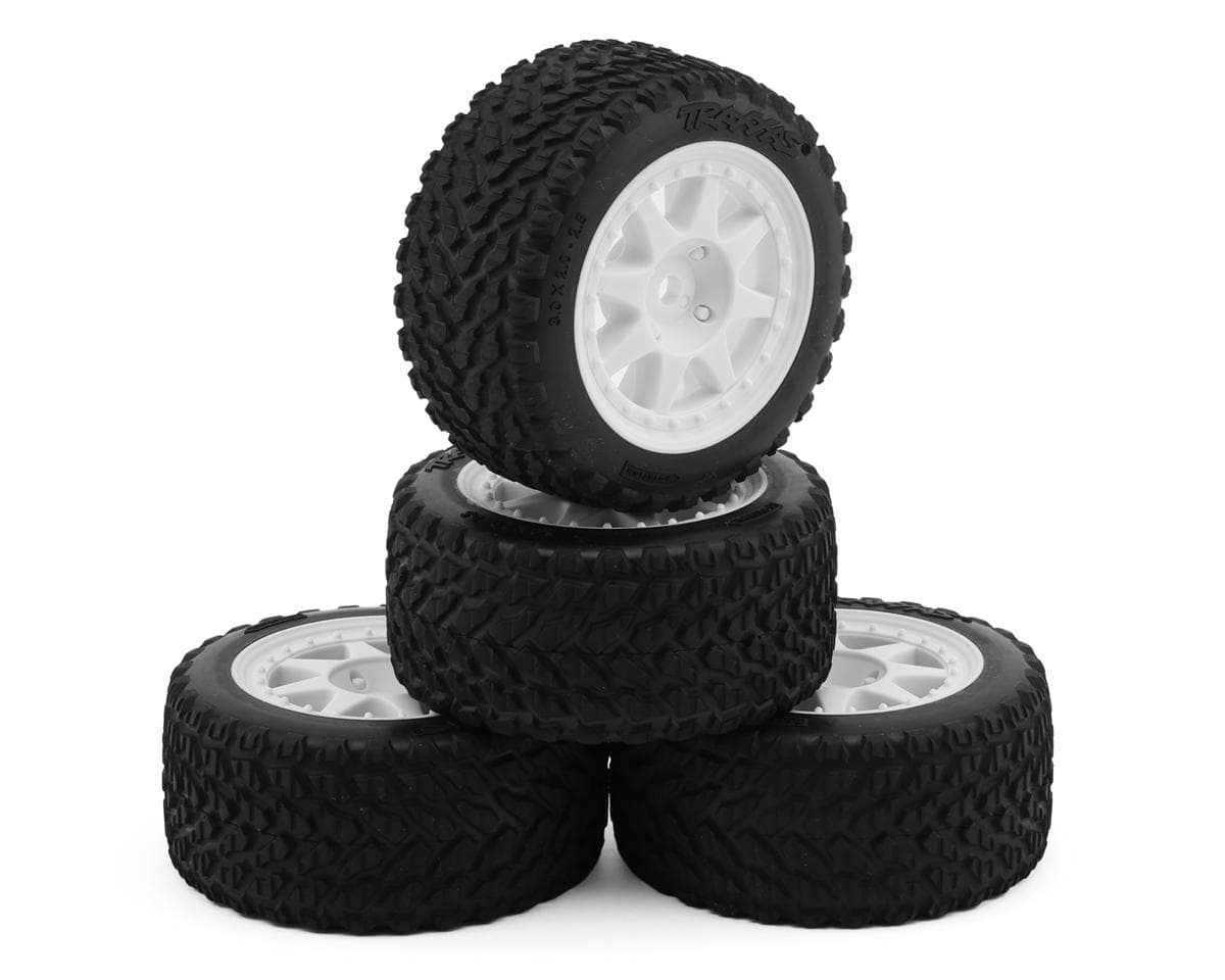 Traxxas Mini Rally Pre-Mounted Tires (White) (2) (Hard/Soft)
