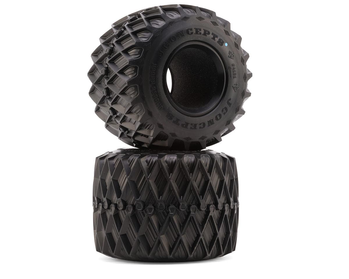 JConcepts Cheese Racer 2.6" Monster Truck Tires (2) (Blue) w/Foam Inserts
