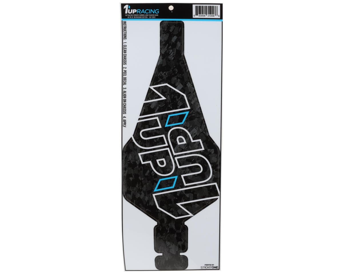1UP Racing Team Associated RC10 '89 Masami Stealth Twin 1UP Outline Logo Chassis Protector Sheet (Forged Carbon)