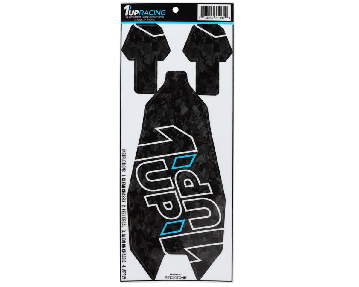 1UP Racing Team Associated RC10B7.1 Twin 1UP Outline Logo Chassis Protector Sheet (Forged Carbon) (Standard)