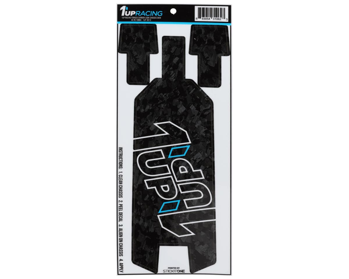 1UP Racing Team Associated RC10B84 Twin 1UP Outline Logo Chassis Protector Sheet (Forged Carbon)