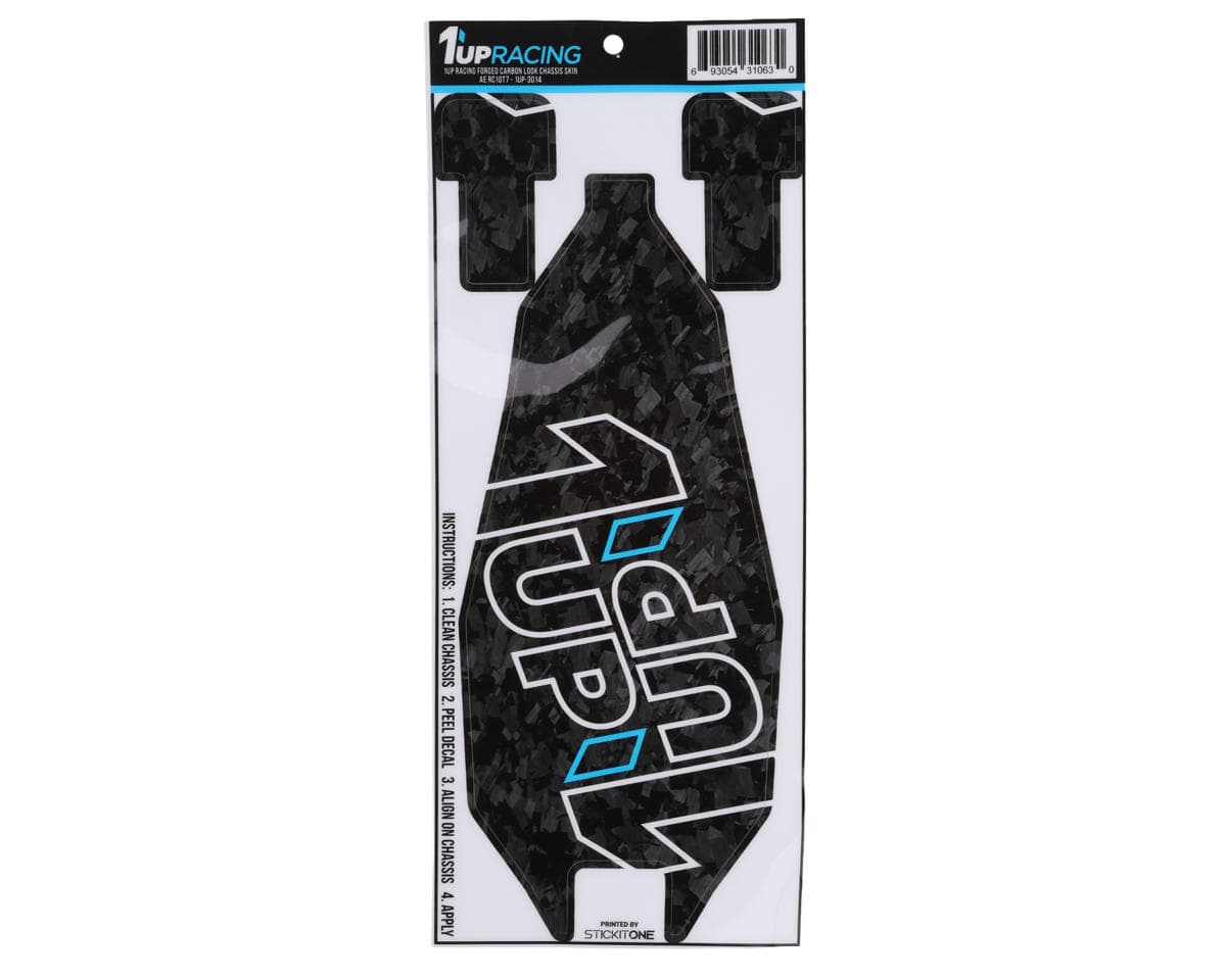 1UP Racing Team Associated RC10T7 Twin 1UP Outline Logo Chassis Protector Sheet (Forged Carbon)