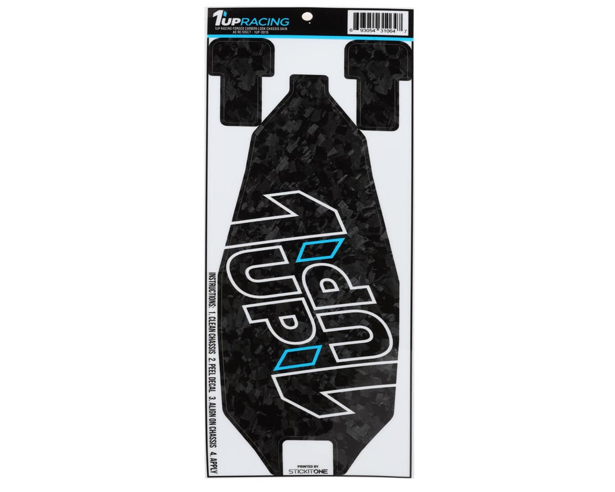 1UP Racing Team Associated RC10SC7 Twin 1UP Outline Logo Chassis Protector Sheet (Forged Carbon)