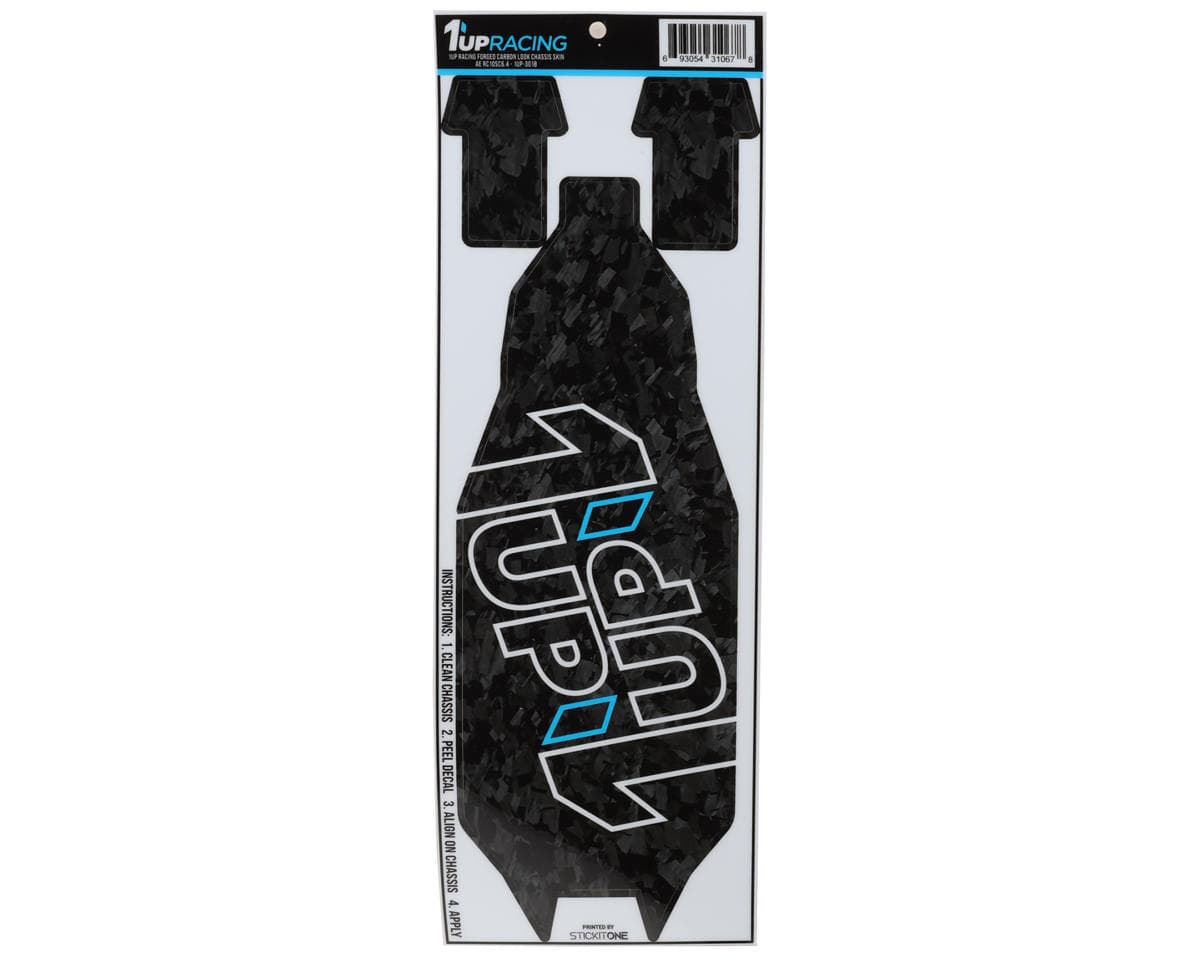 1UP Racing Team Associated RC10SC6.4 Twin 1UP Outline Logo Chassis Protector Sheet (Forged Carbon)