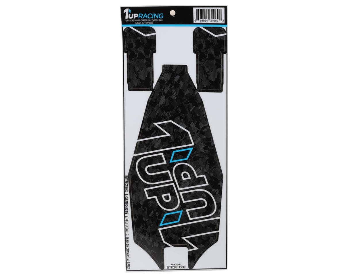 1UP Racing TLR 22X AC Twin 1UP Outline Logo Chassis Protector Sheet (Forged Carbon)