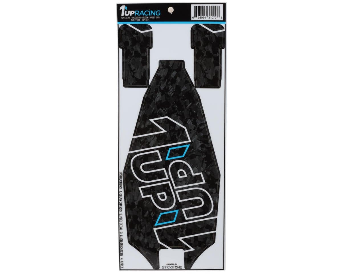 1UP Racing TLR 22X DC Twin 1UP Outline Logo Chassis Protector Sheet (Forged Carbon)