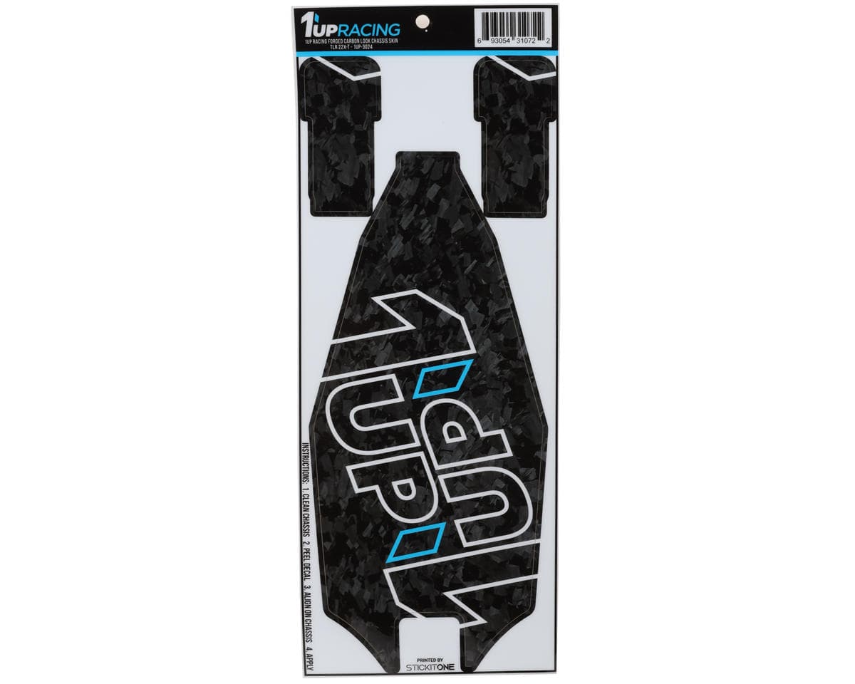 1UP Racing TLR 22X-T Twin 1UP Outline Logo Chassis Protector Sheet (Forged Carbon)