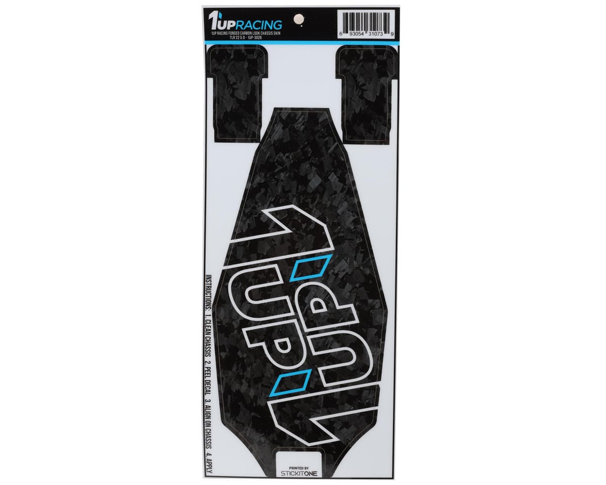 1UP Racing TLR 22 5.0 Twin 1UP Outline Logo Chassis Protector Sheet (Forged Carbon)