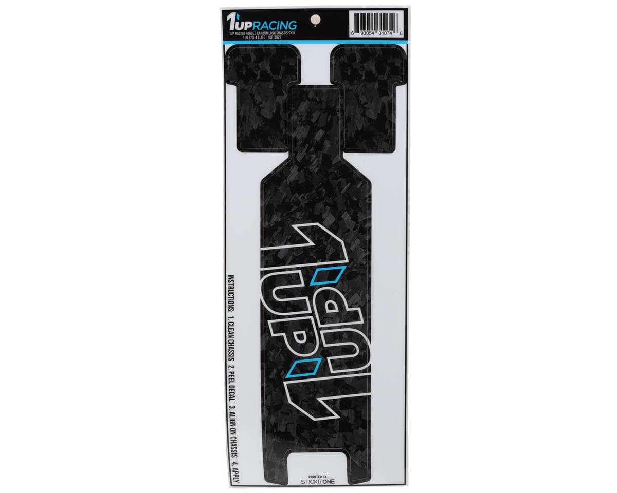 1UP Racing TLR 22X-4 Elite Twin 1UP Outline Logo Chassis Protector Sheet (Forged Carbon)