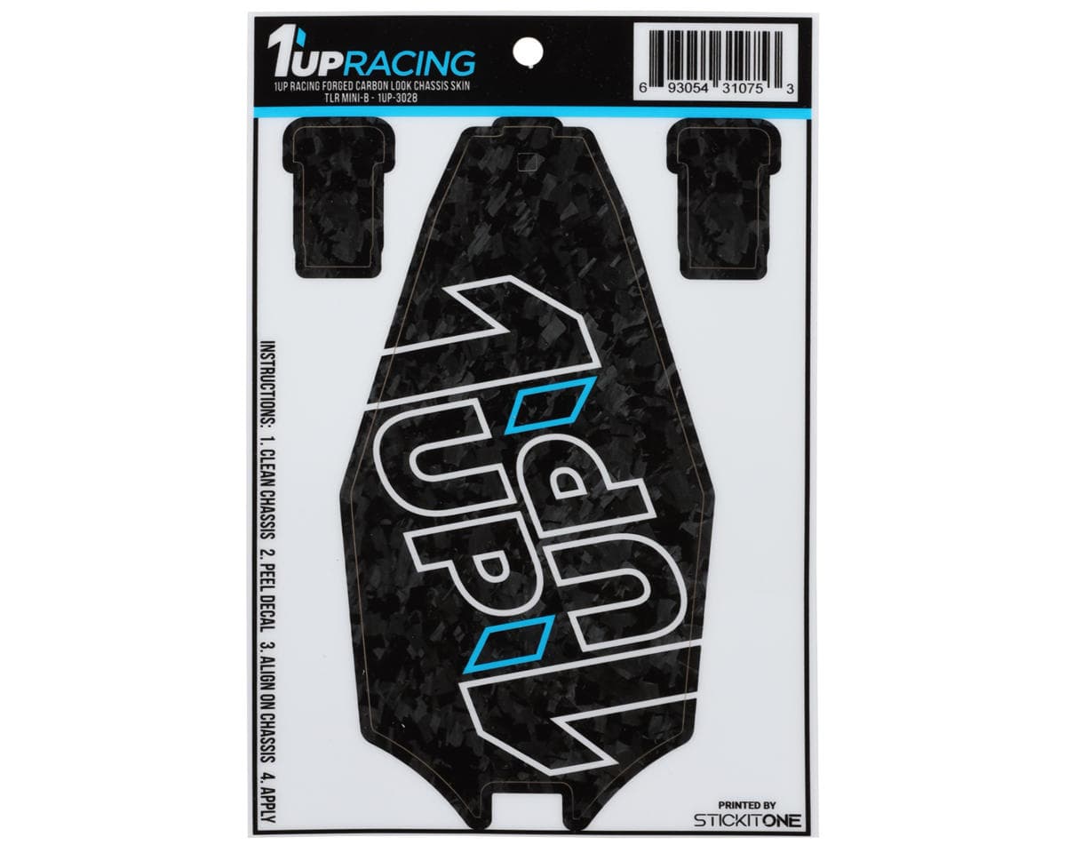 1UP Racing Losi® Mini-B Twin 1UP Outline Logo Chassis Protector Sheet (Forged Carbon)