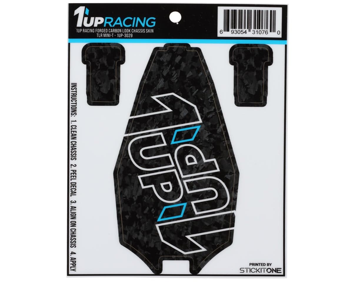1UP Racing Losi® Mini-T Twin 1UP Outline Logo Chassis Protector Sheet (Forged Carbon)