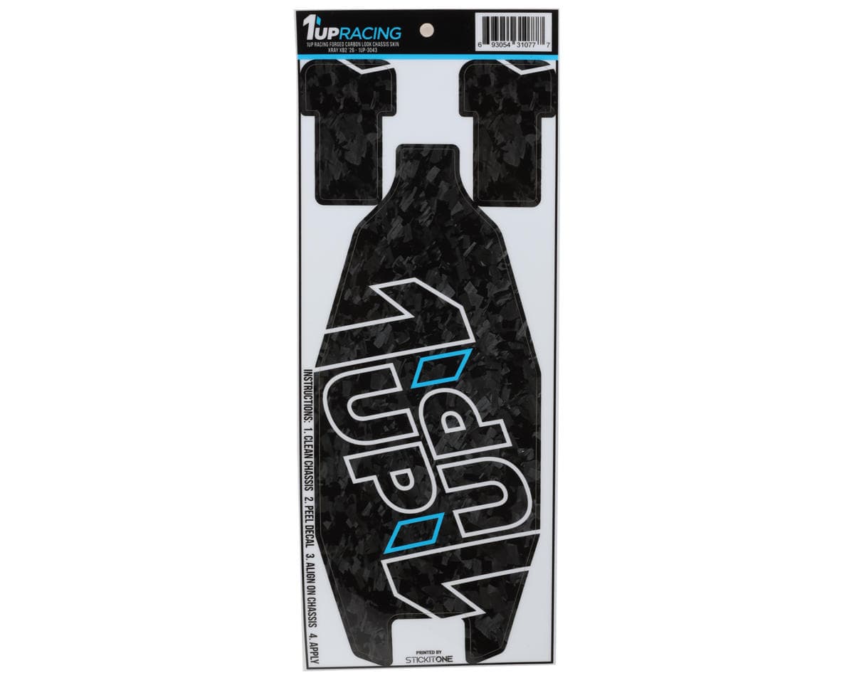 1UP Racing XRAY XB2 Twin 1UP Outline Logo Chassis Protector Sheet (Forged Carbon)