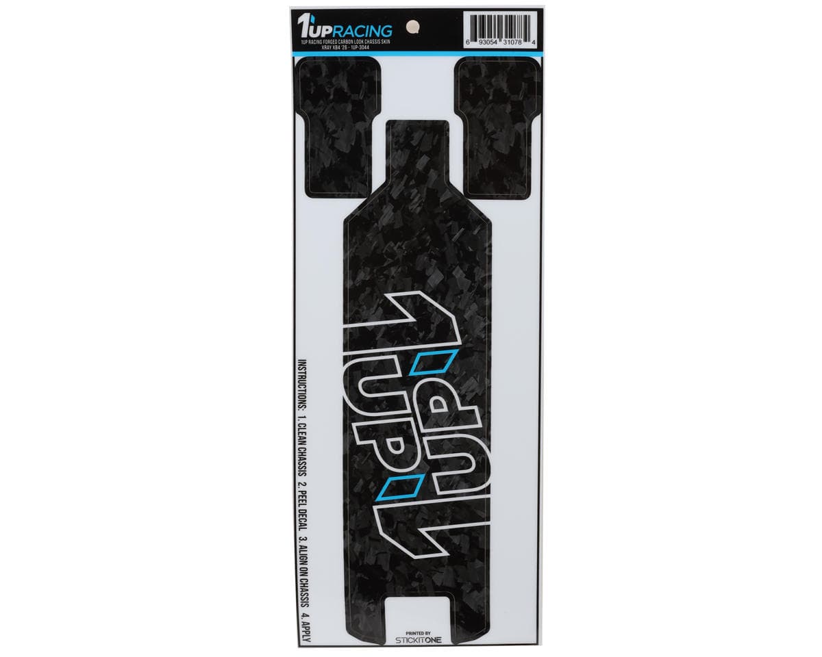 1UP Racing XRAY XB4 Twin 1UP Outline Logo Chassis Protector Sheet (Forged Carbon)