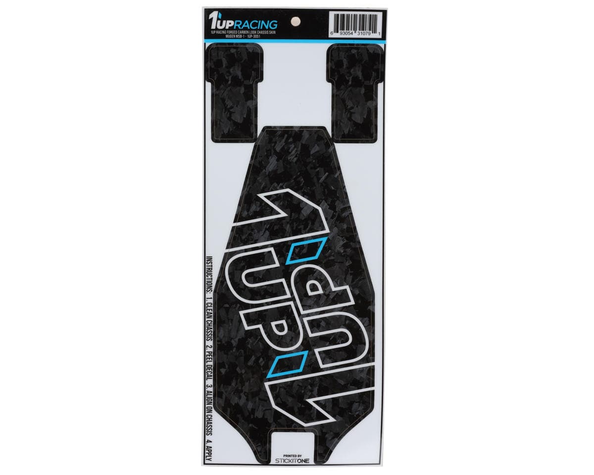 1UP Racing Mugen MSB1 Twin 1UP Outline Logo Chassis Protector Sheet (Forged Carbon)