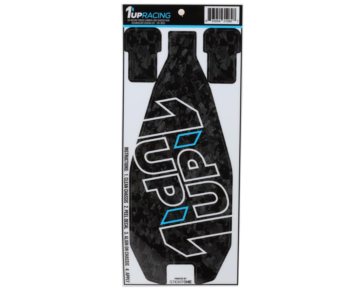 1UP Racing Schumacher Cougar LD3 Twin 1UP Outline Logo Chassis Protector Sheet (Forged Carbon)