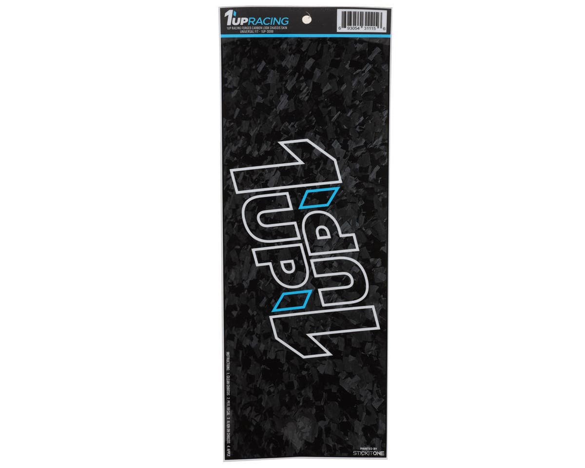 1UP Racing Universal Twin 1UP Outline Logo Chassis Protector Sheet (Forged Carbon) (140x345mm)