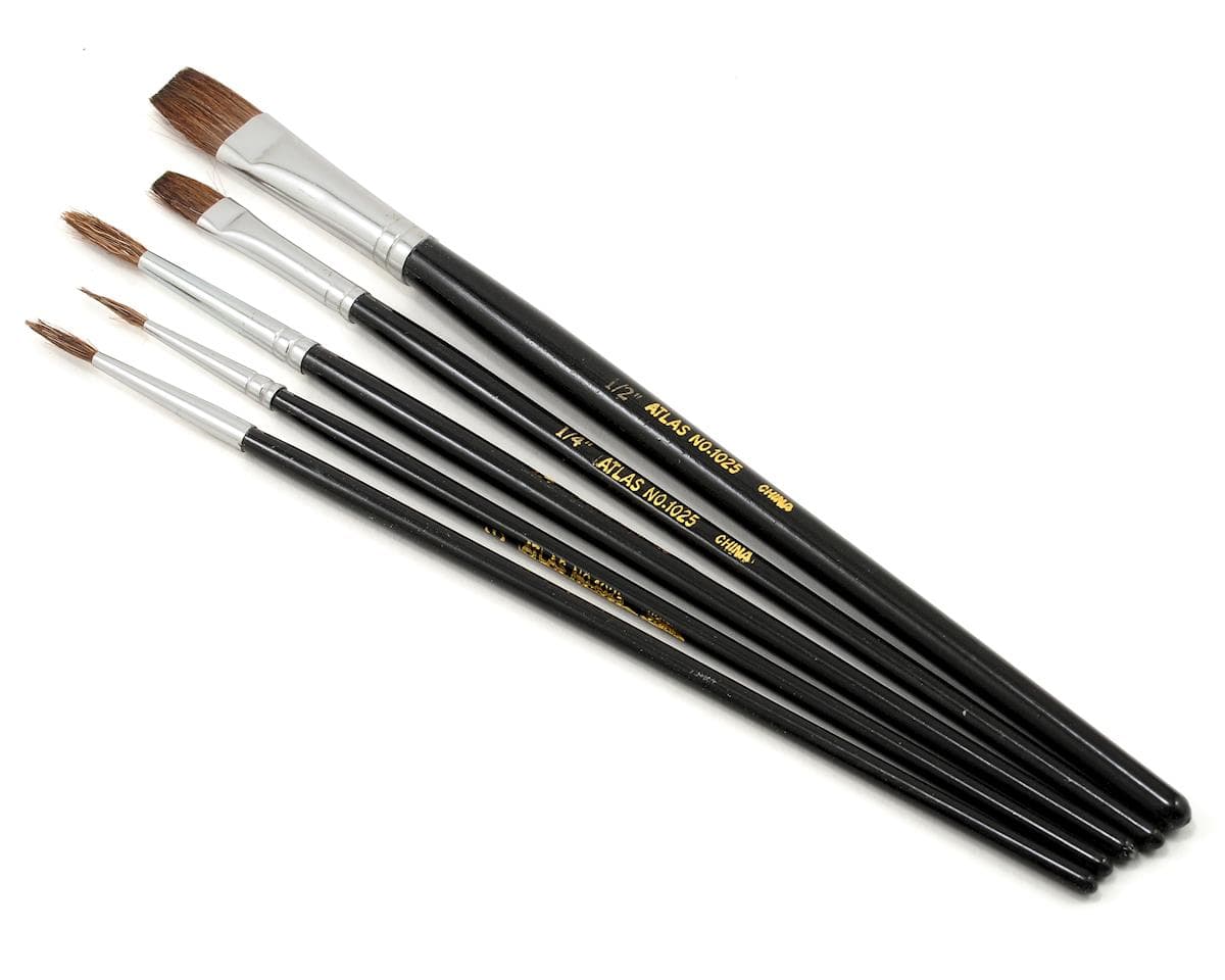 Atlas Brush Round & Flat Camel Hair Brush Set (5)
