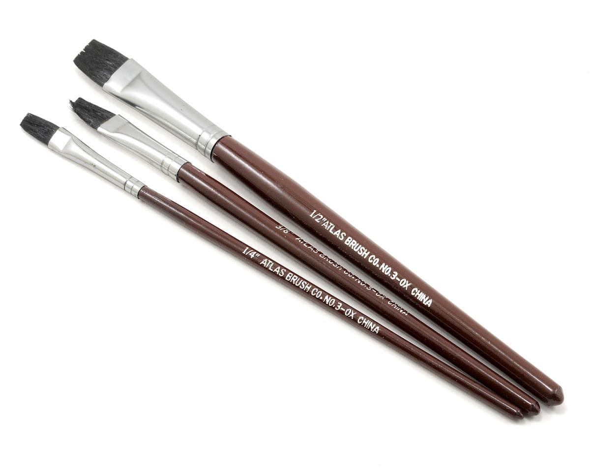 Atlas Brush Flat Ox Hair Brush Set (3)