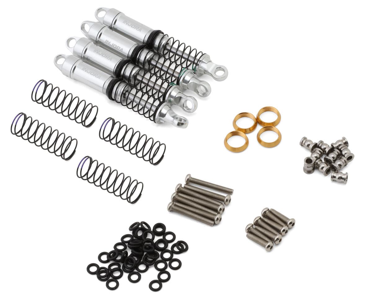 Injora LS 59mm Long Travel Aluminum Threaded Oil Shocks for Traxxas® TRX-4M® (Silver) (4)