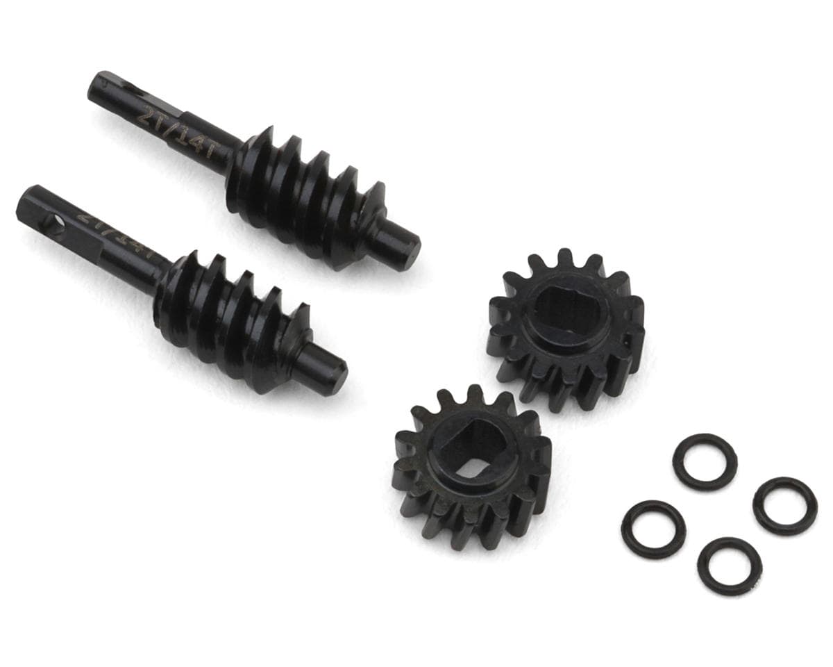 Treal Hobby Axial SCX30 Hardened Steel Differential Overdrive Worm Gears Set (2) (2T/14T) (Overdrive 14%)