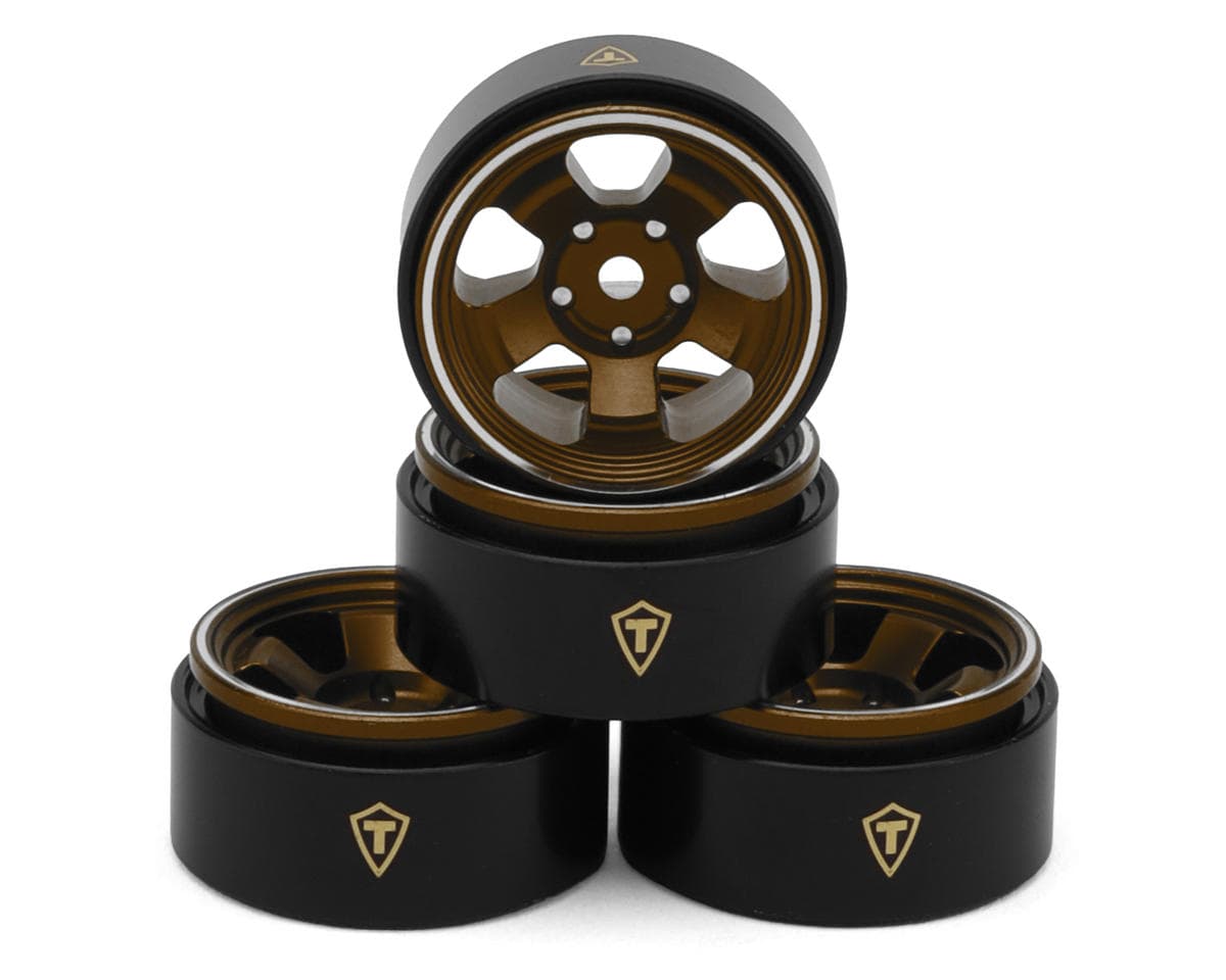 Treal Hobby Axial SCX30 Type B 0.7" 5-Spoke Aluminum Micro Rock Crawler Beadlock Wheels (Bronze) (4)