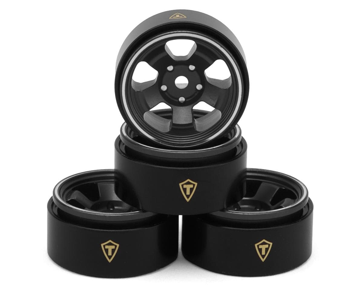 Treal Hobby Axial SCX30 Type B 0.7" 5-Spoke Aluminum Micro Rock Crawler Beadlock Wheels (Grey) (4)