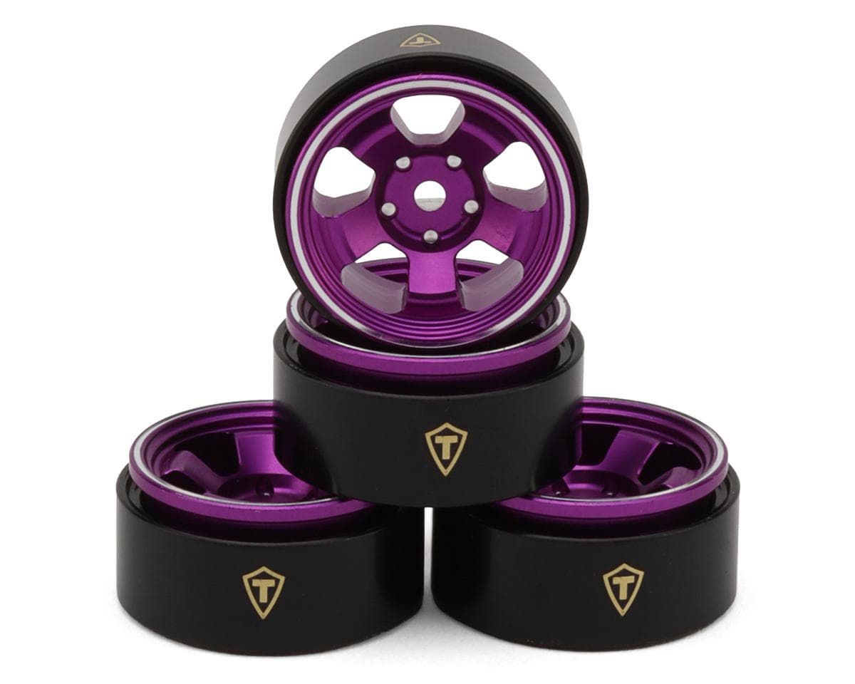Treal Hobby Axial SCX30 Type B 0.7" 5-Spoke Aluminum Micro Rock Crawler Beadlock Wheels (Purple) (4)