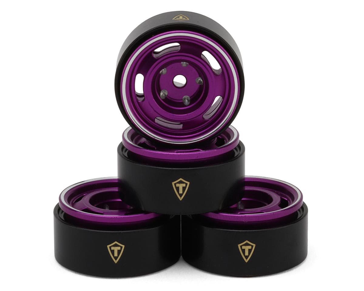 Treal Hobby 0.7" 5-Slot Aluminum Micro Rock Crawler Beadlock Wheels (Purple) (4) (8g ea)