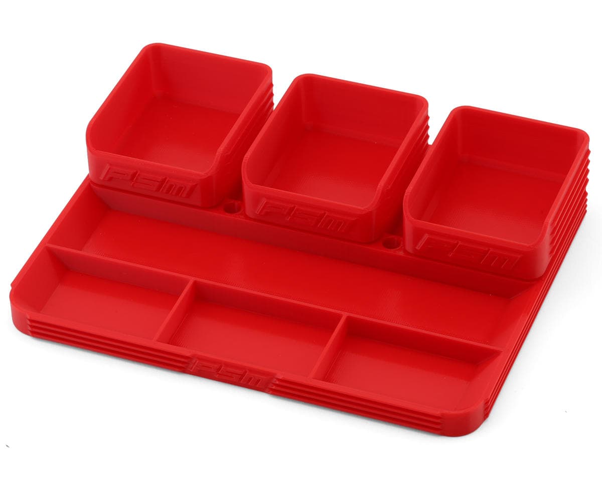 PSM 3D Printed Parts Tray Set (Red) w/3 Sorting Boxes