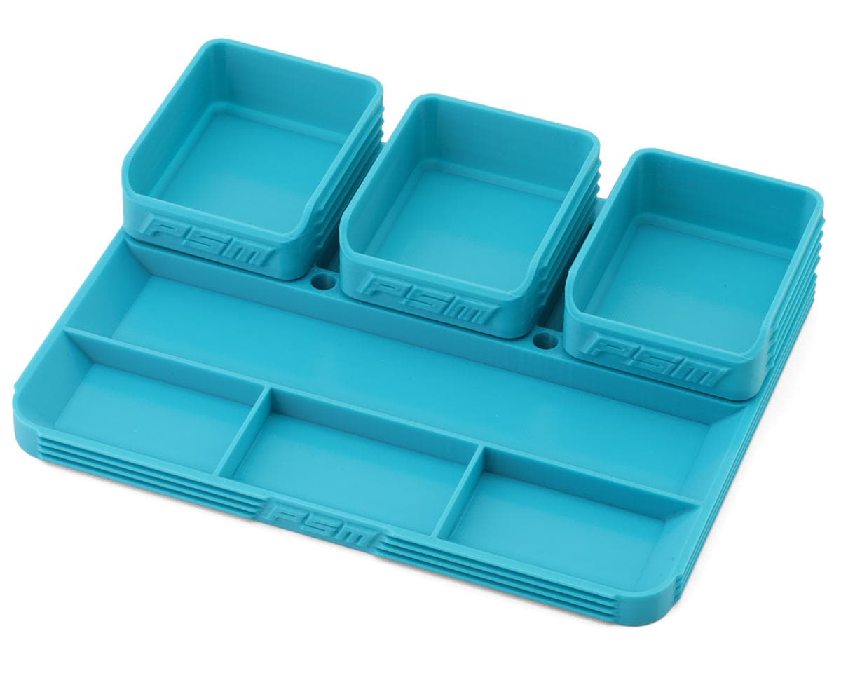 PSM 3D Printed Parts Tray Set (Aqua) w/3 Sorting Boxes